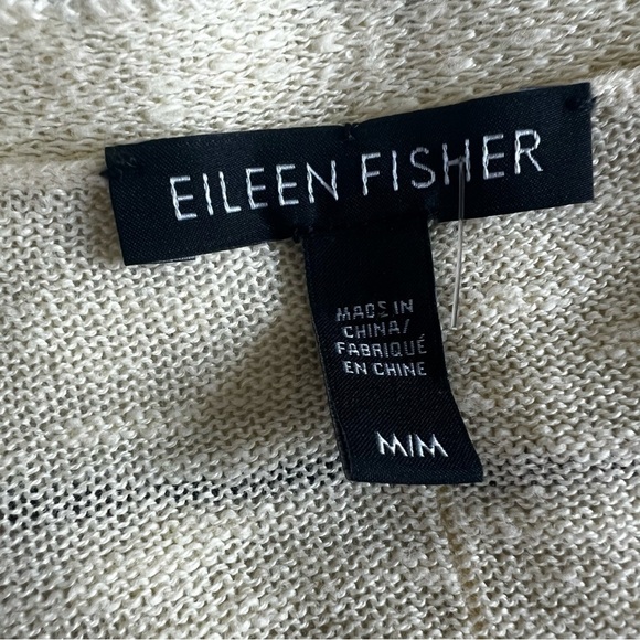 Eileen Fisher V-Neck Linen Sweater Tunic Top Lightweight Yellow Size M/M - Picture 2 of 6